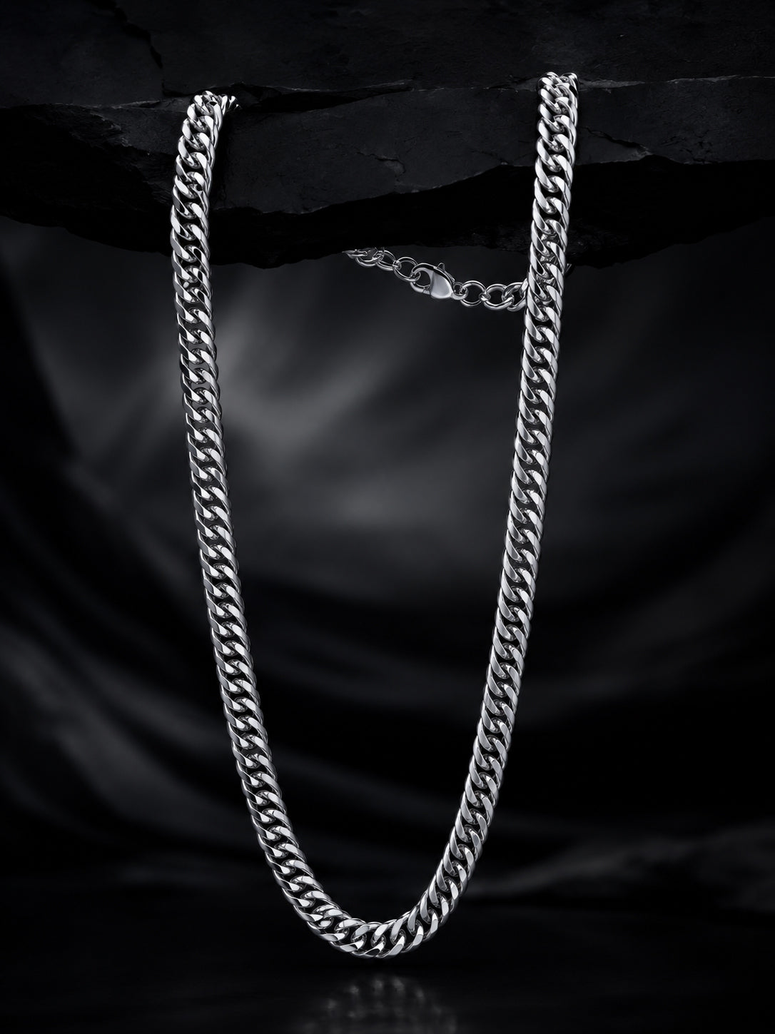 Rhodium Plated Curb Chain & Woven Bracelet Combo for Men