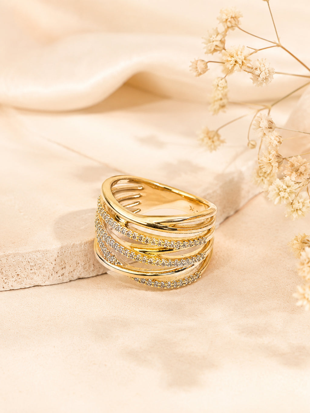 18K Gold Plated Multi-Band Anti-Tarnish Waterproof Ring