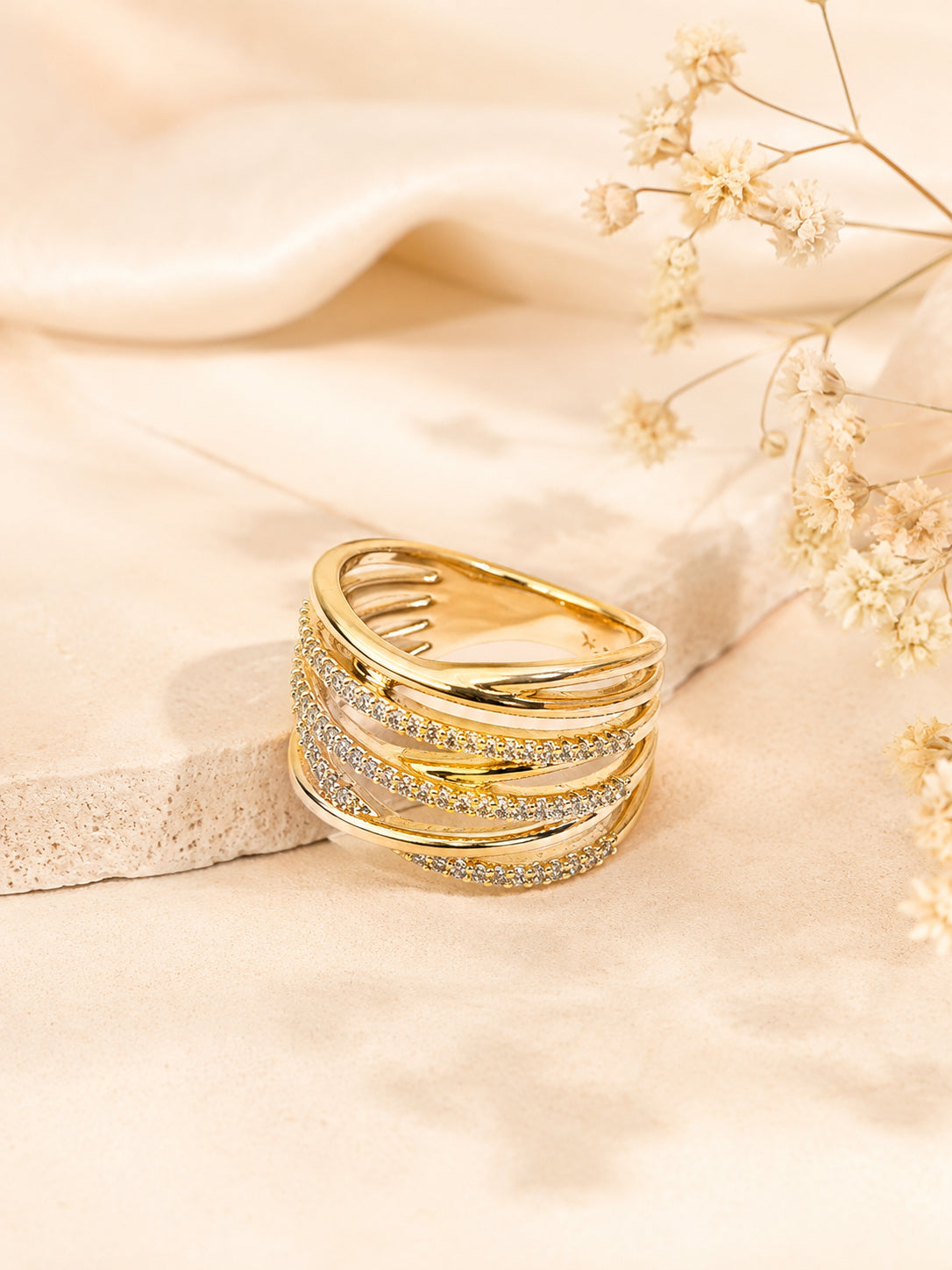 18K Gold Plated Multi-Band Anti-Tarnish Waterproof Ring