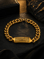 18K Gold-Plated Monarch Cuban Waterproof Hypoallergenic Steel Bracelet for Men