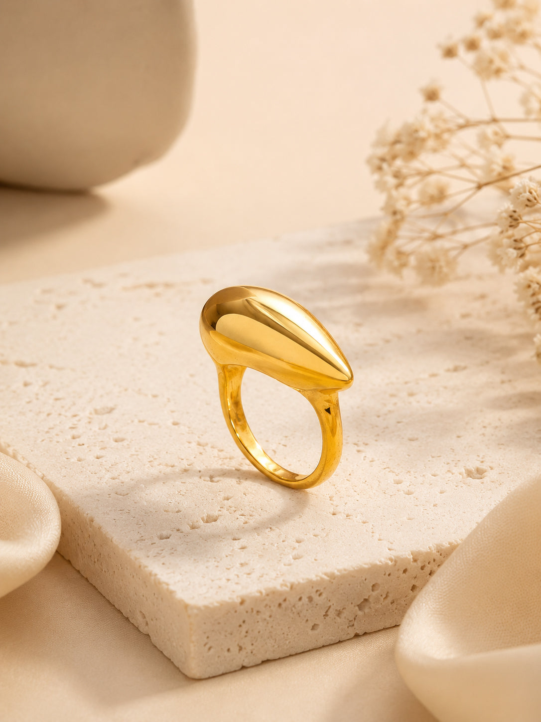 Gold & Rhodium Plated Minimal Teardrop Waterproof Ring