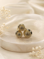 18K Gold-Plated Triple Disc Textured Ring – Anti-Tarnish & Waterproof