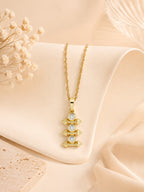 Triple Crystal Arrow Bar Necklace with 18K Gold Plating