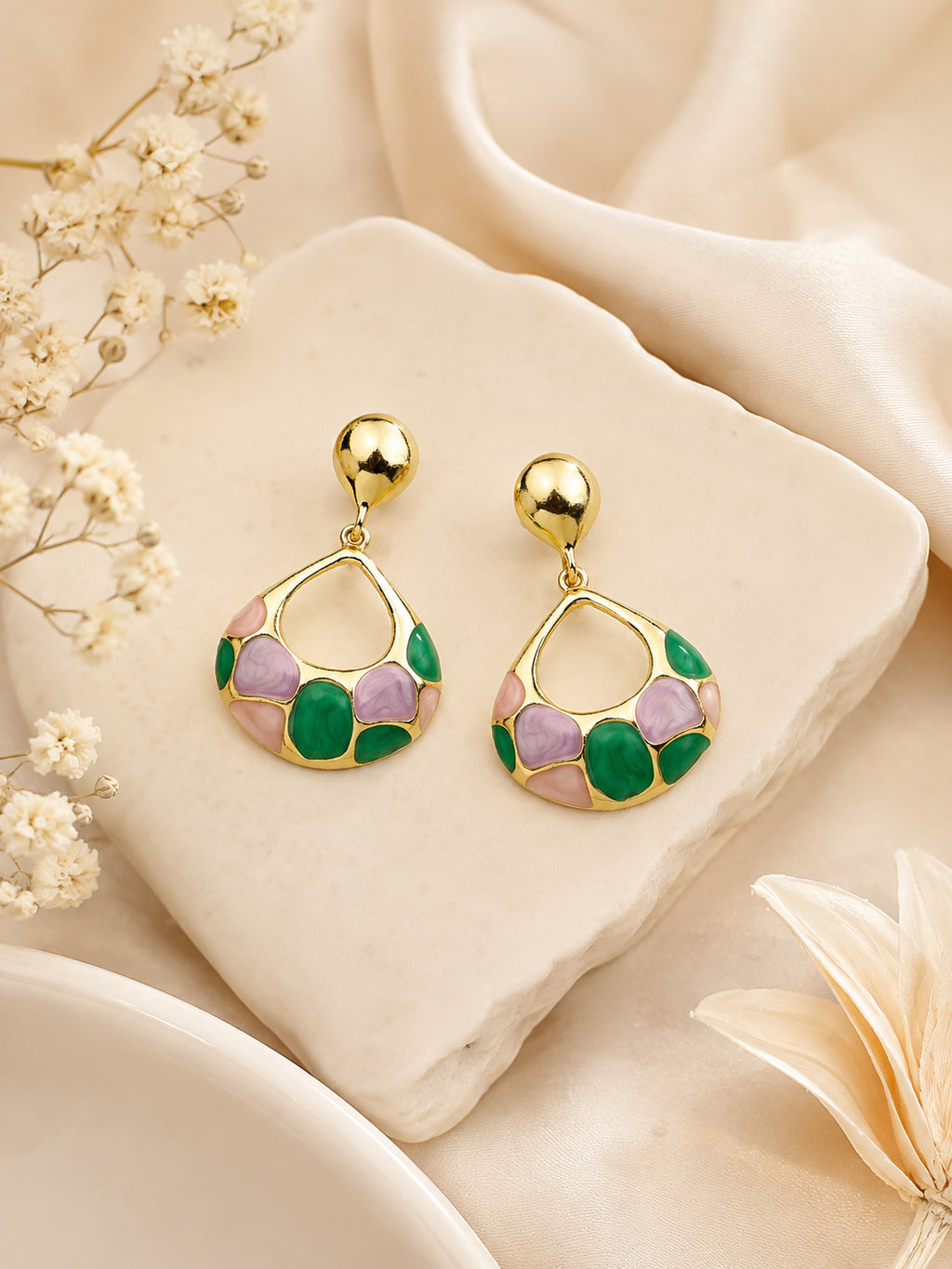 Aanura Multicolor Enamel Teardrop Earrings