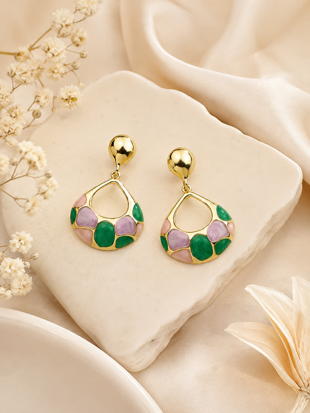 Aanura Multicolor Enamel Teardrop Earrings