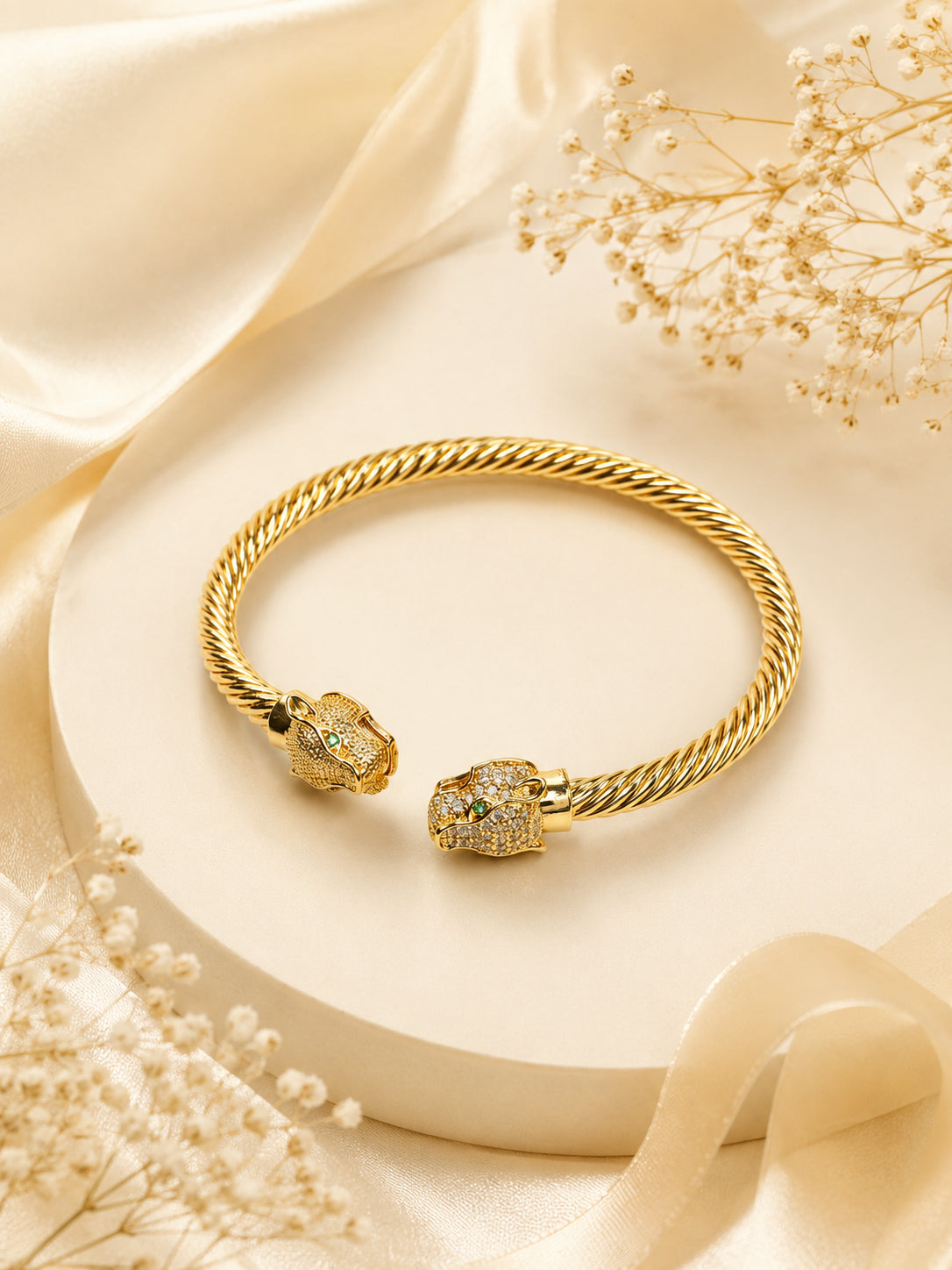 Aanura Twin Panther Rope C cuff Bracelet