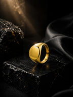 18K Gold Dome Signet Anti-Tarnish Waterproof Ring