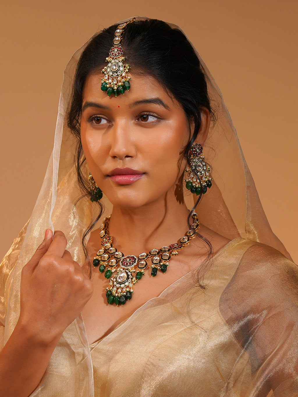 Aanura Gold Plated Traditional Necklace Set