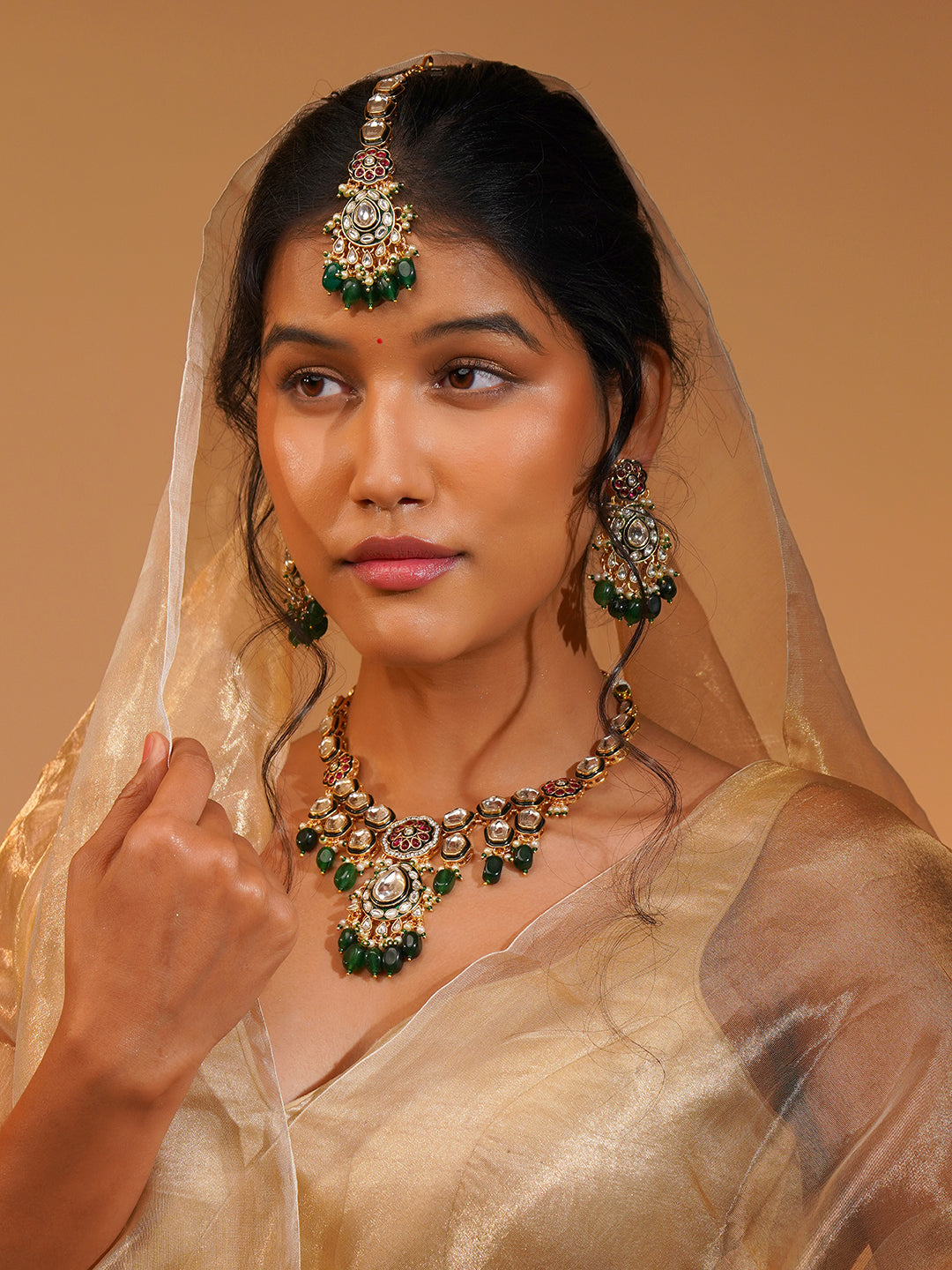 Aanura Gold Plated Traditional Necklace Set