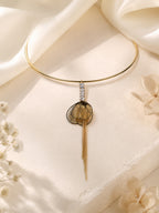 Aanura Gold Leaf Pendant Choker – Stainless Steel Jewelr