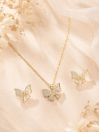 Aanura Sparkling Butterfly Necklace & Earrings Set