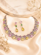Aanura Yellow & Pink Gemstone Choker Necklace