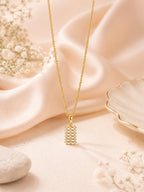 18K Gold Plated Crystal Grid Pendant Necklace