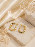 Aanura Gold Plated U-Shaped Hoop Earrings