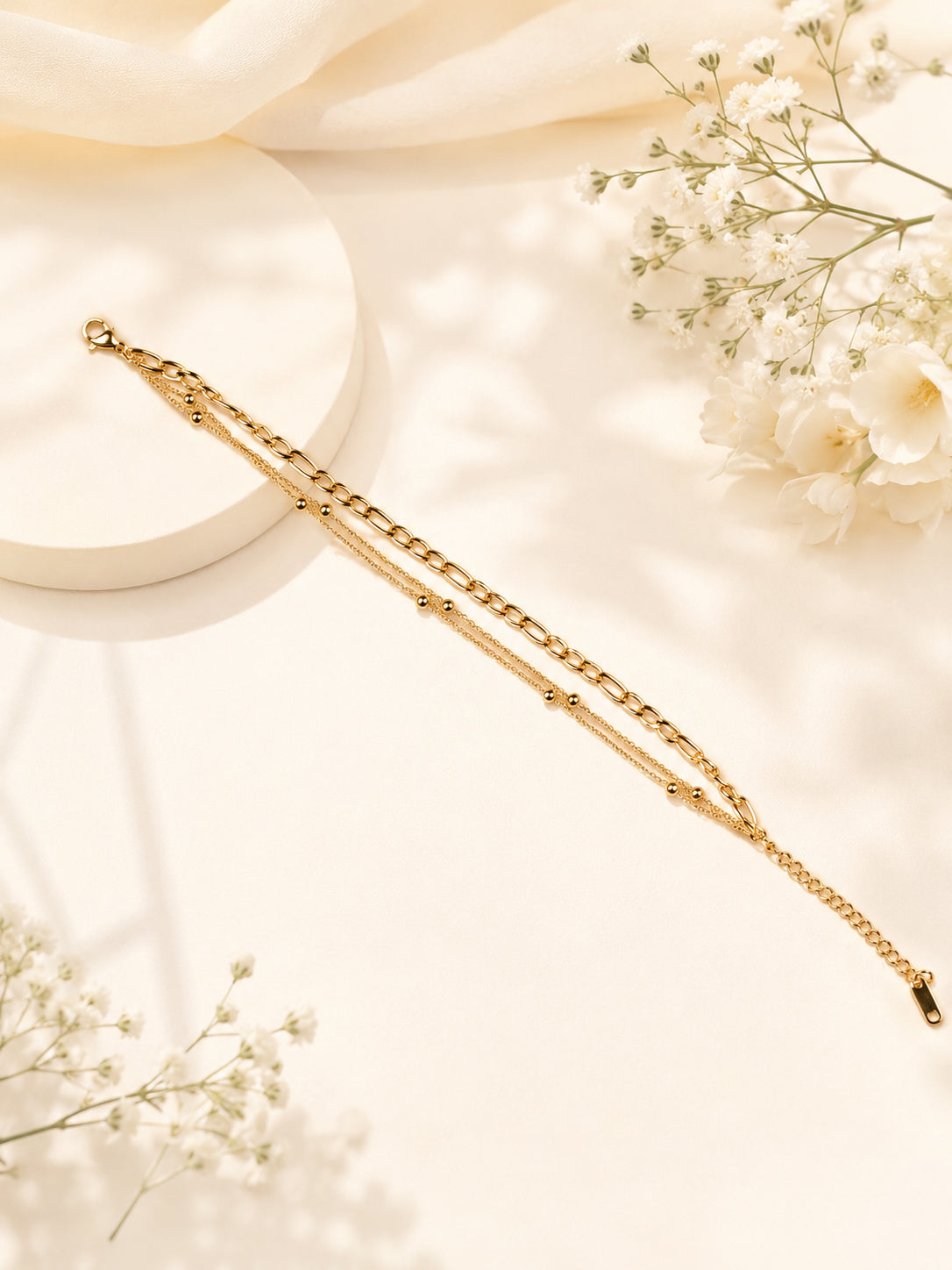Aanura Layered Chain Gold Plated Bracelet