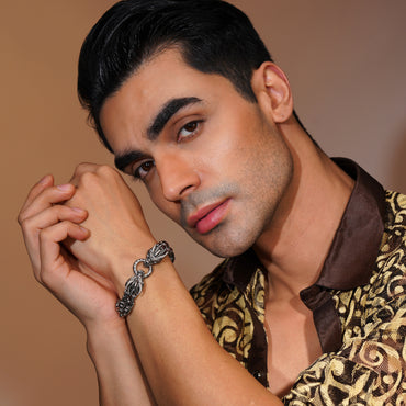 Aanura Silver Dragon Stainless Steel Bracelet For Men