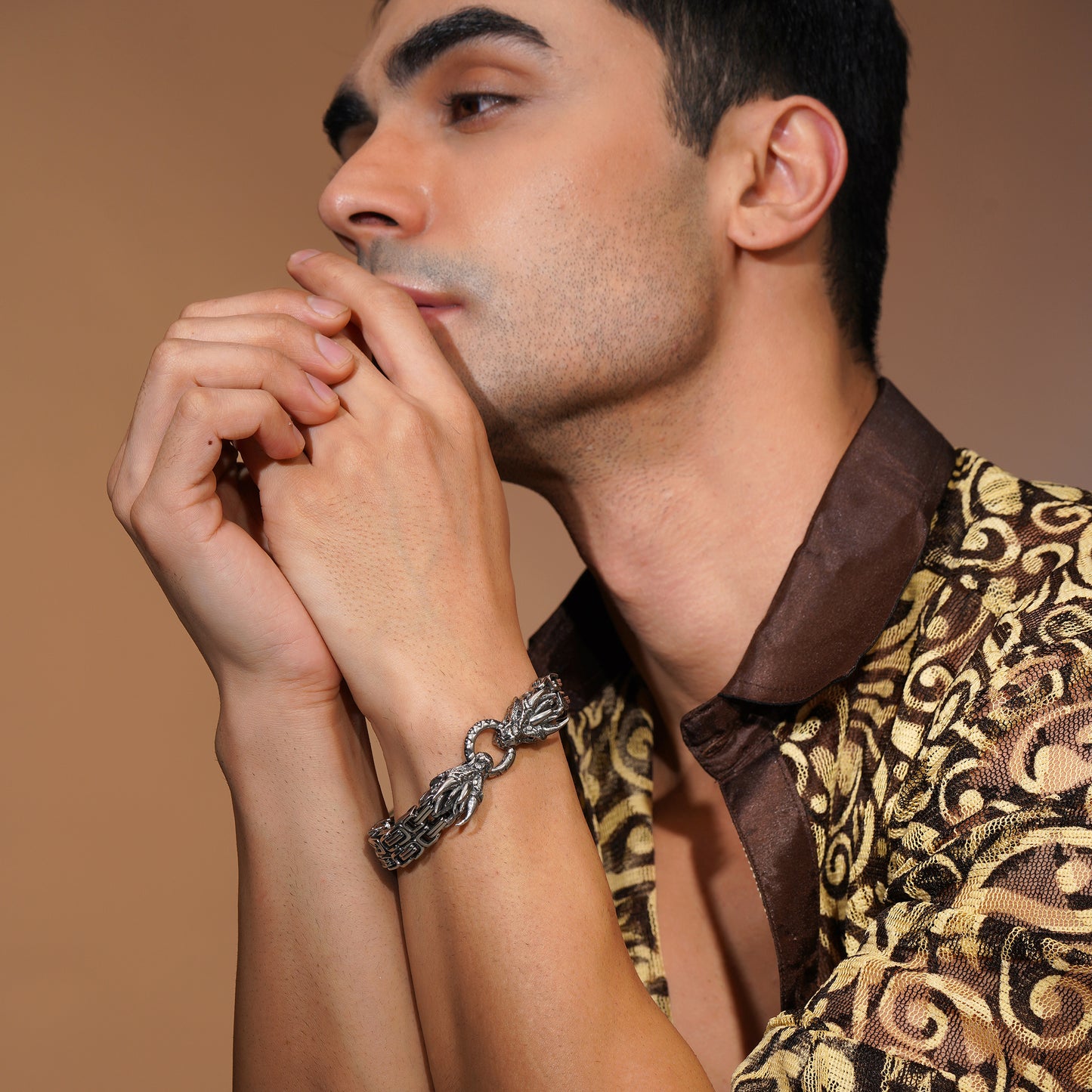 Aanura Silver Dragon Stainless Steel Bracelet For Men