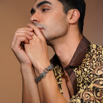 Aanura Silver Dragon Stainless Steel Bracelet For Men