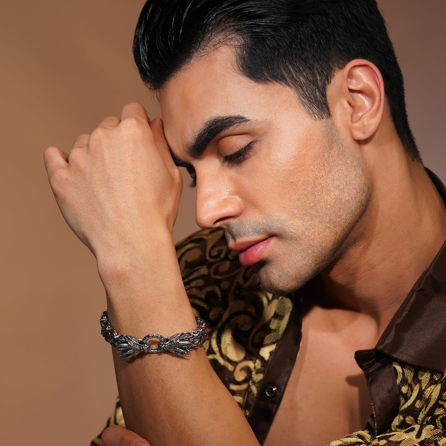 Aanura Silver Dragon Stainless Steel Bracelet For Men