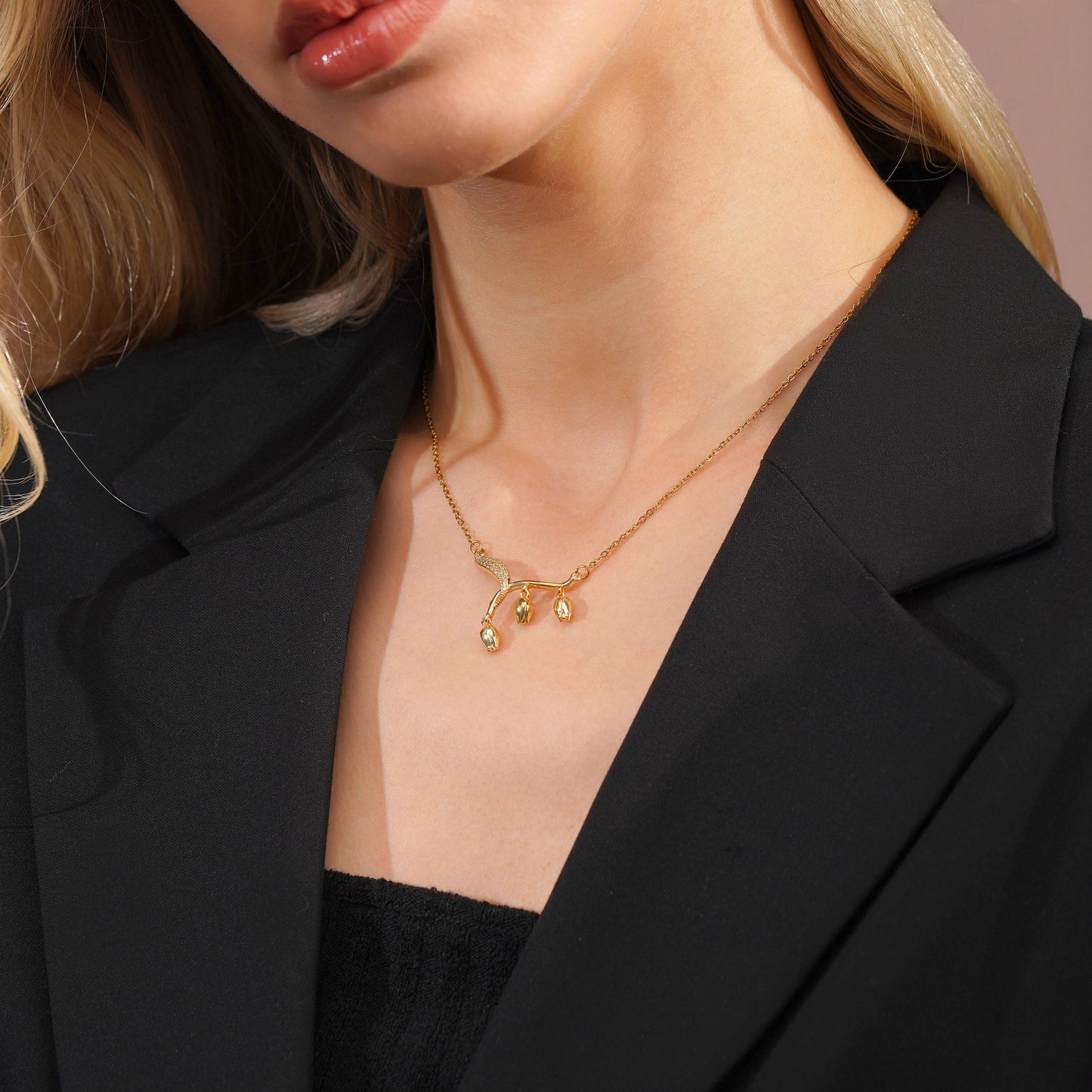 Aanura Petal Drop Minimal Pendant Necklace