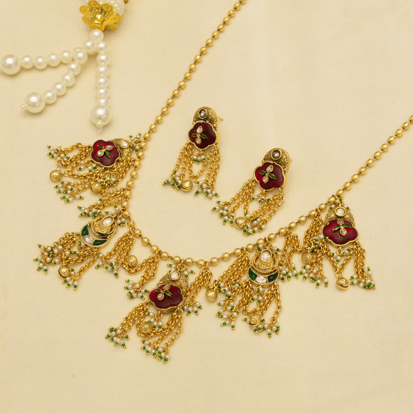 Aanura Heritage Layered Tassel Necklace Set