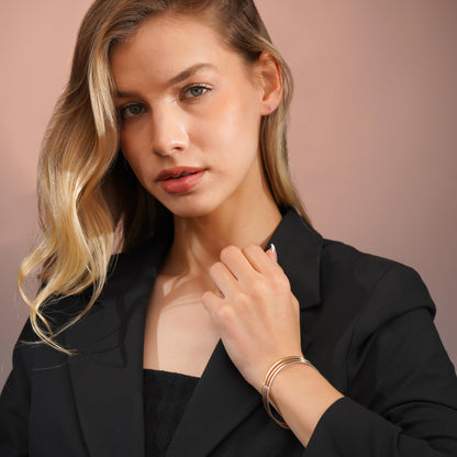 Aanura Trio Tone Minimal Slip-On Bracelet Set