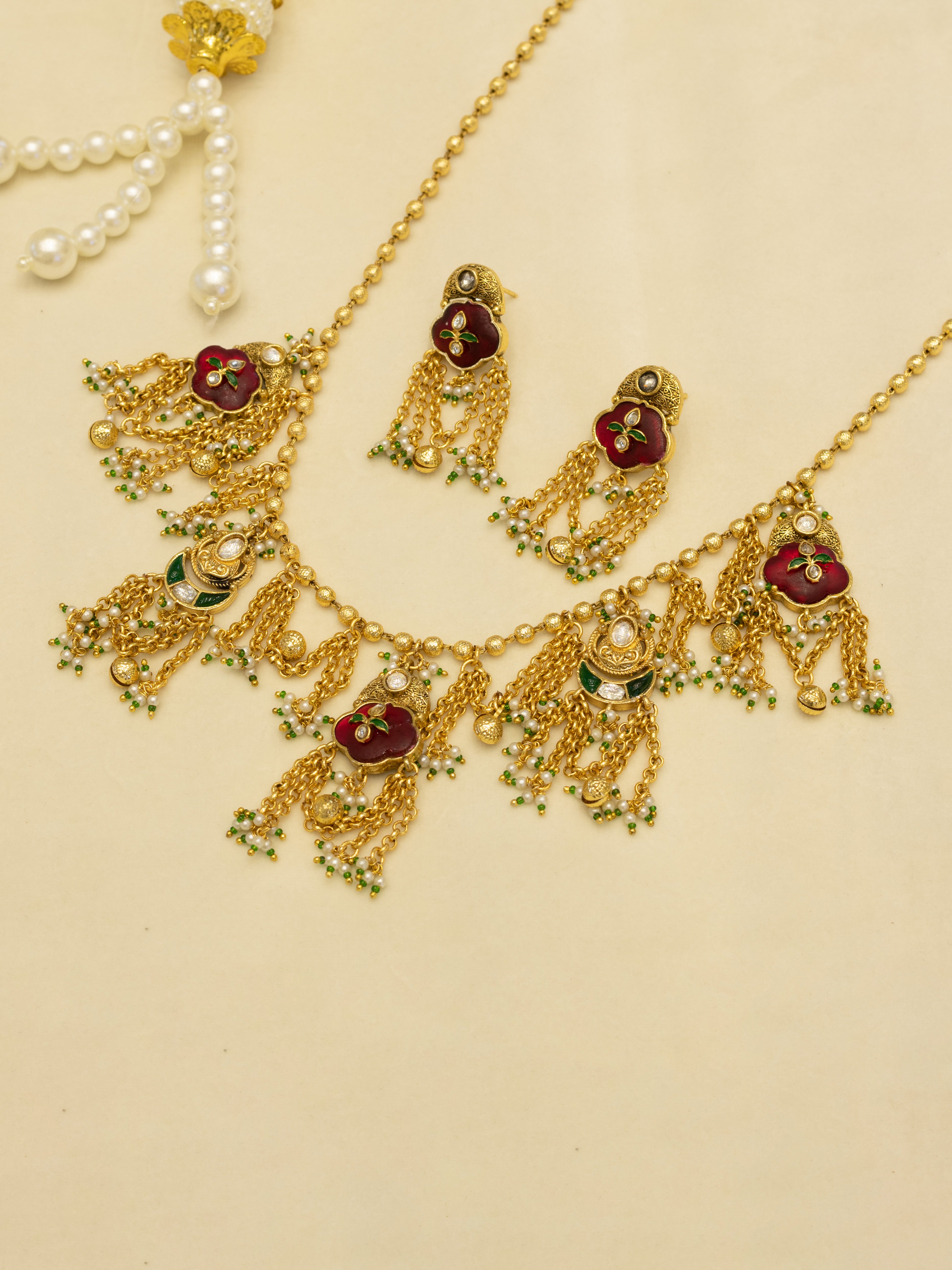Aanura Heritage Layered Tassel Necklace Set