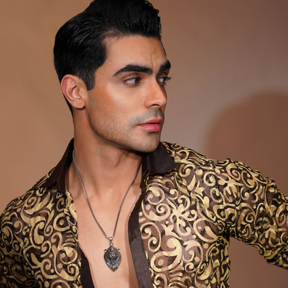 Aanura Silver Lion Pendant Chain For Men