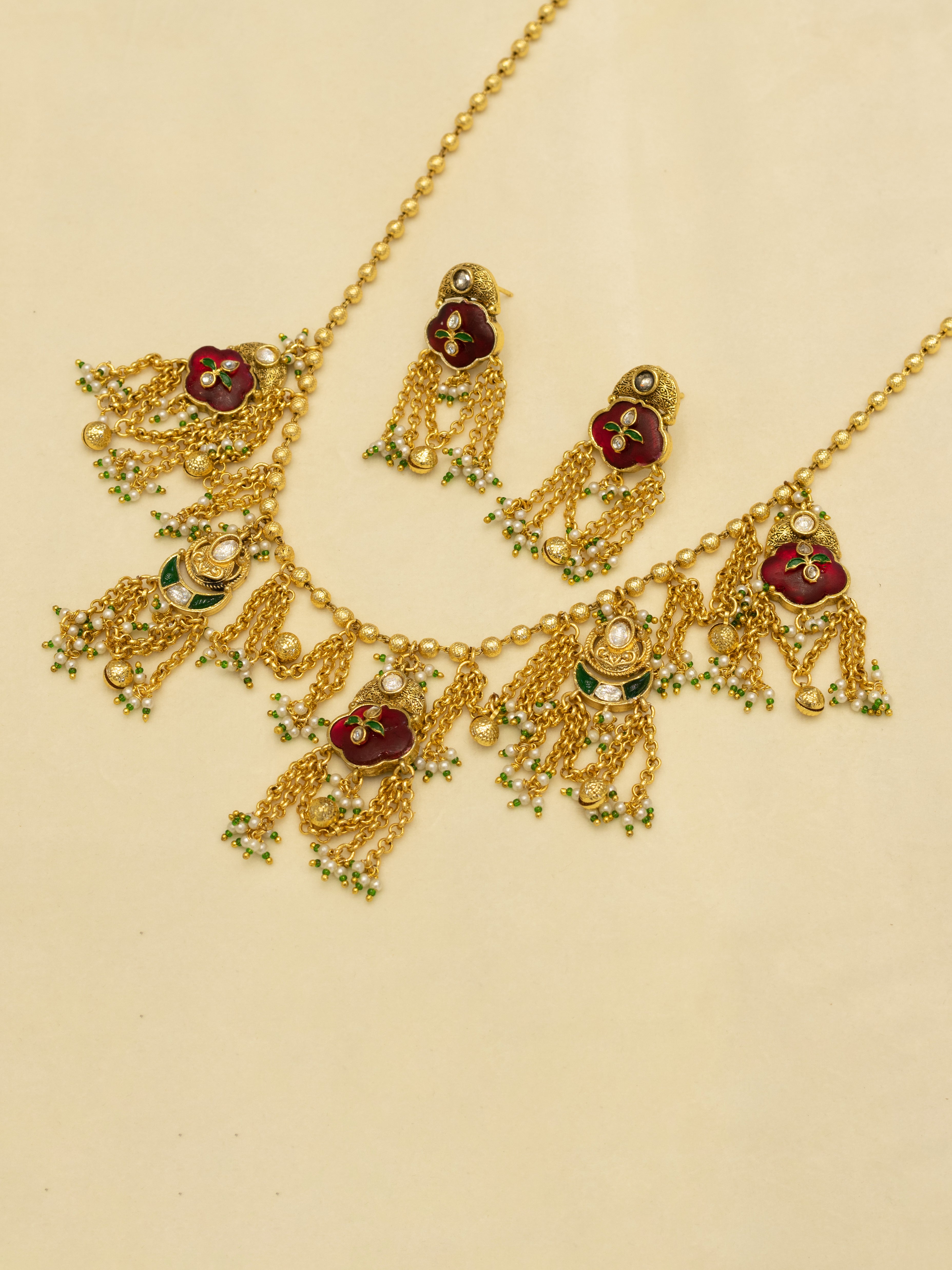 Aanura Heritage Layered Tassel Necklace Set
