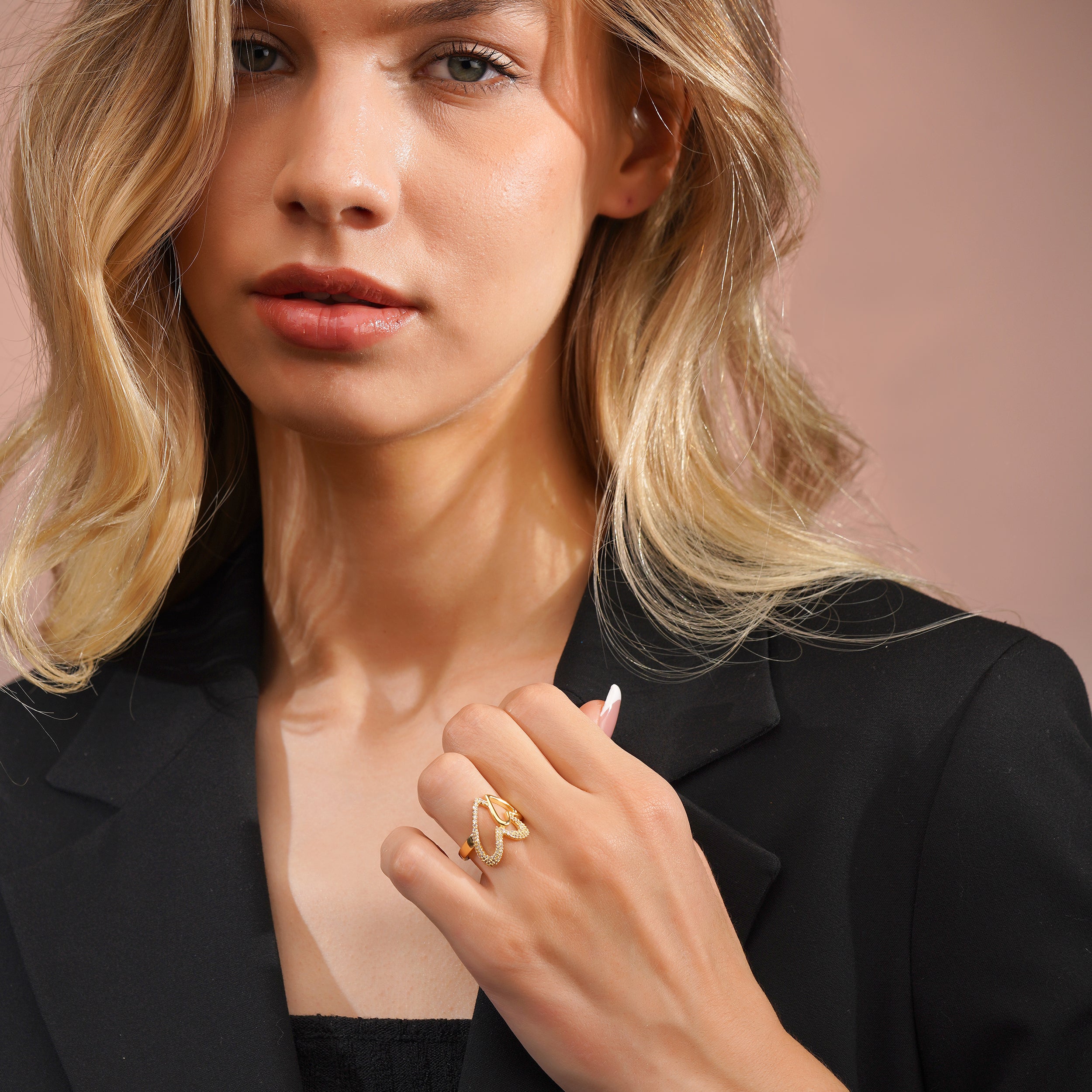 Aanura Crystal Interlinked Adjustable Ring