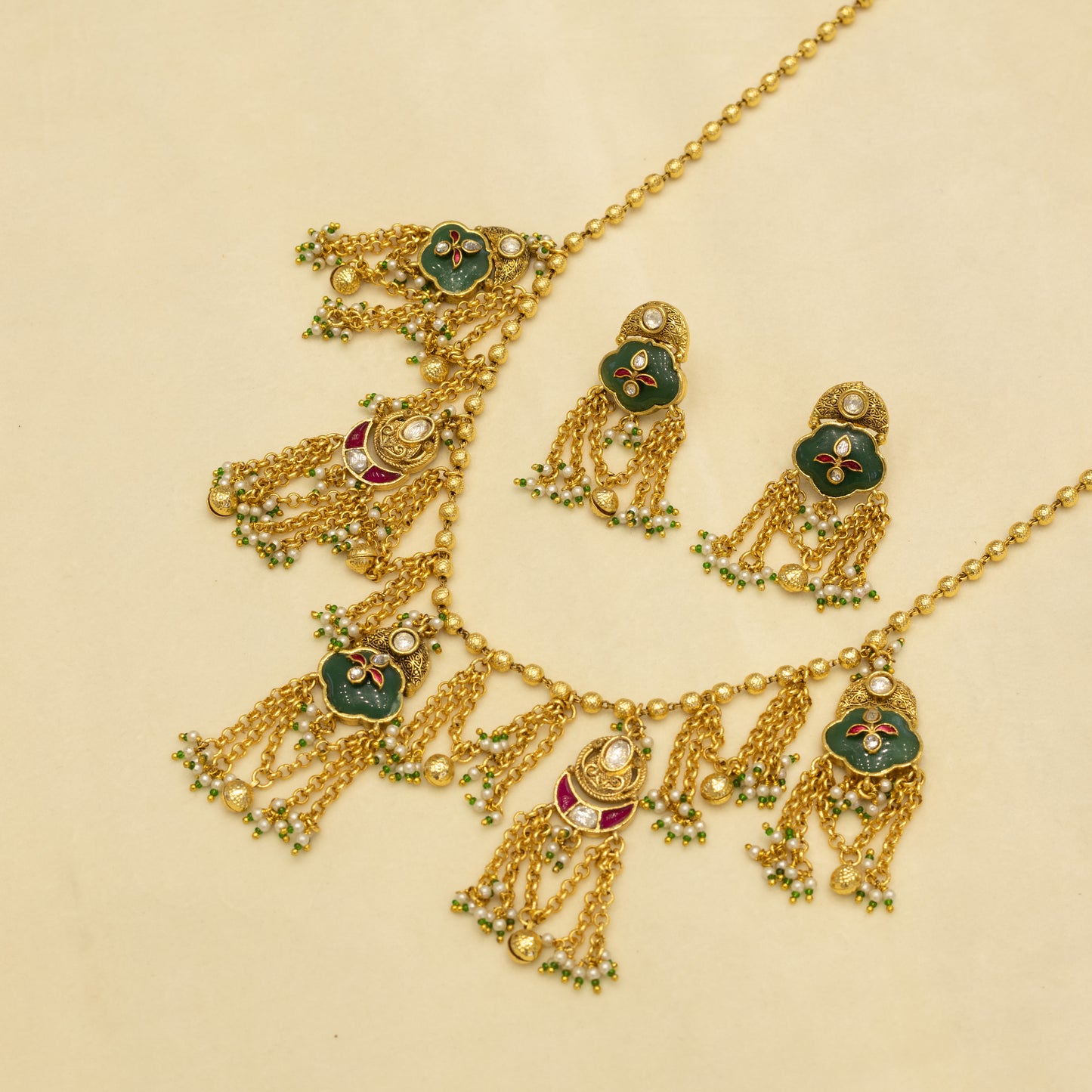 Aanura Heritage Layered Tassel Necklace Set