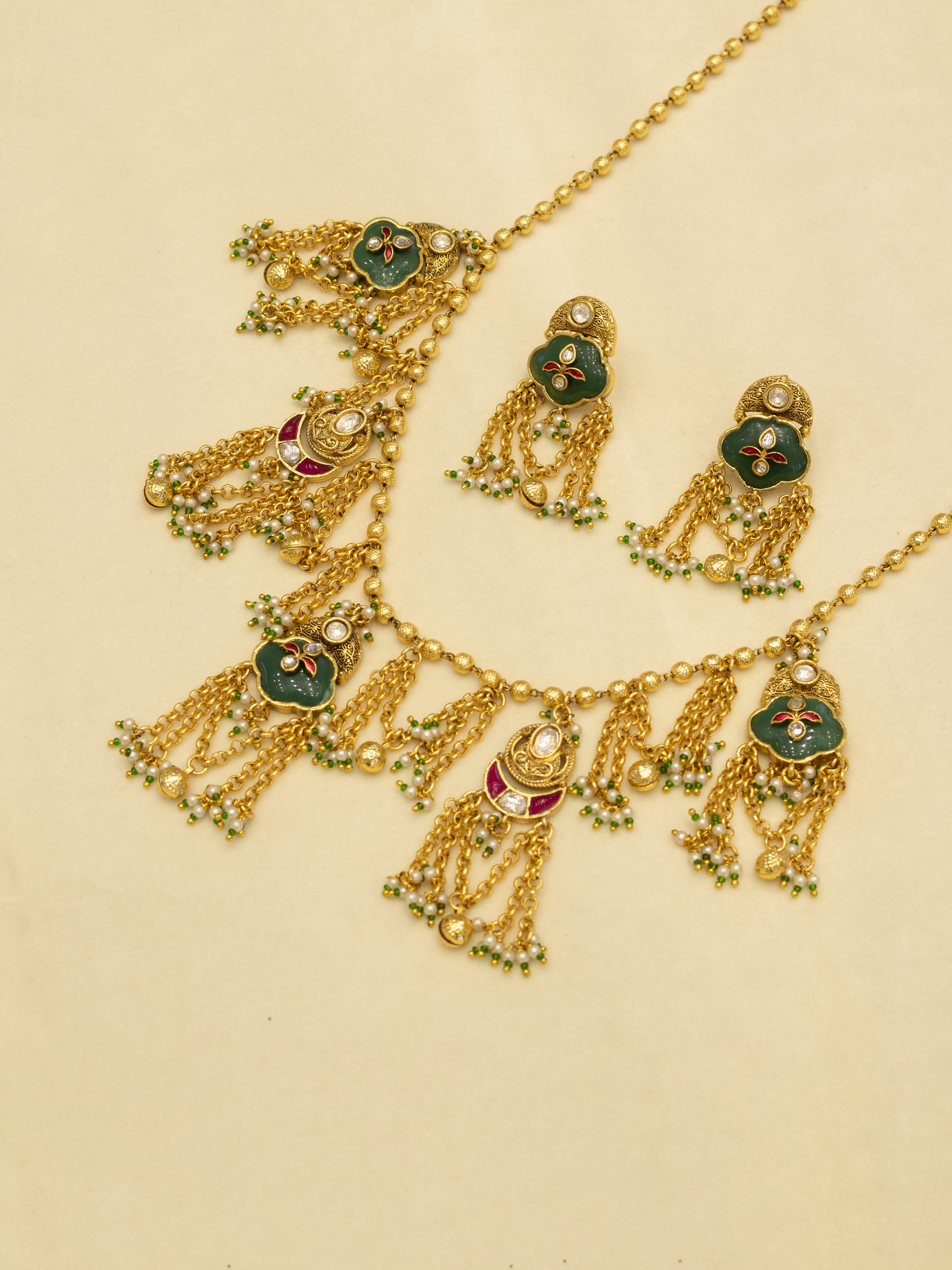 Aanura Heritage Layered Tassel Necklace Set