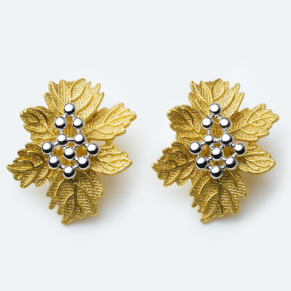 Aanura Golden Leaf Cluster Earrings