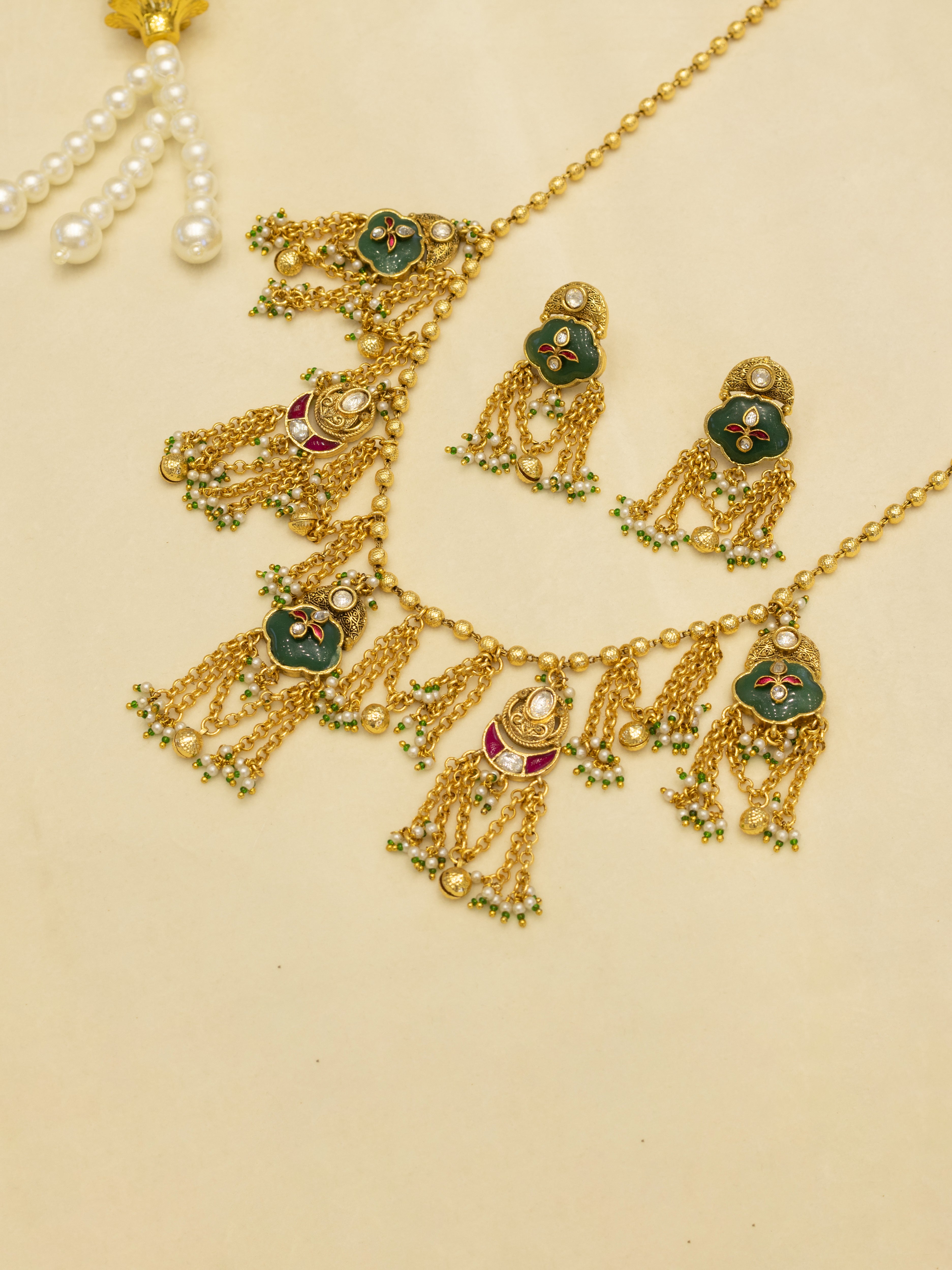 Aanura Heritage Layered Tassel Necklace Set