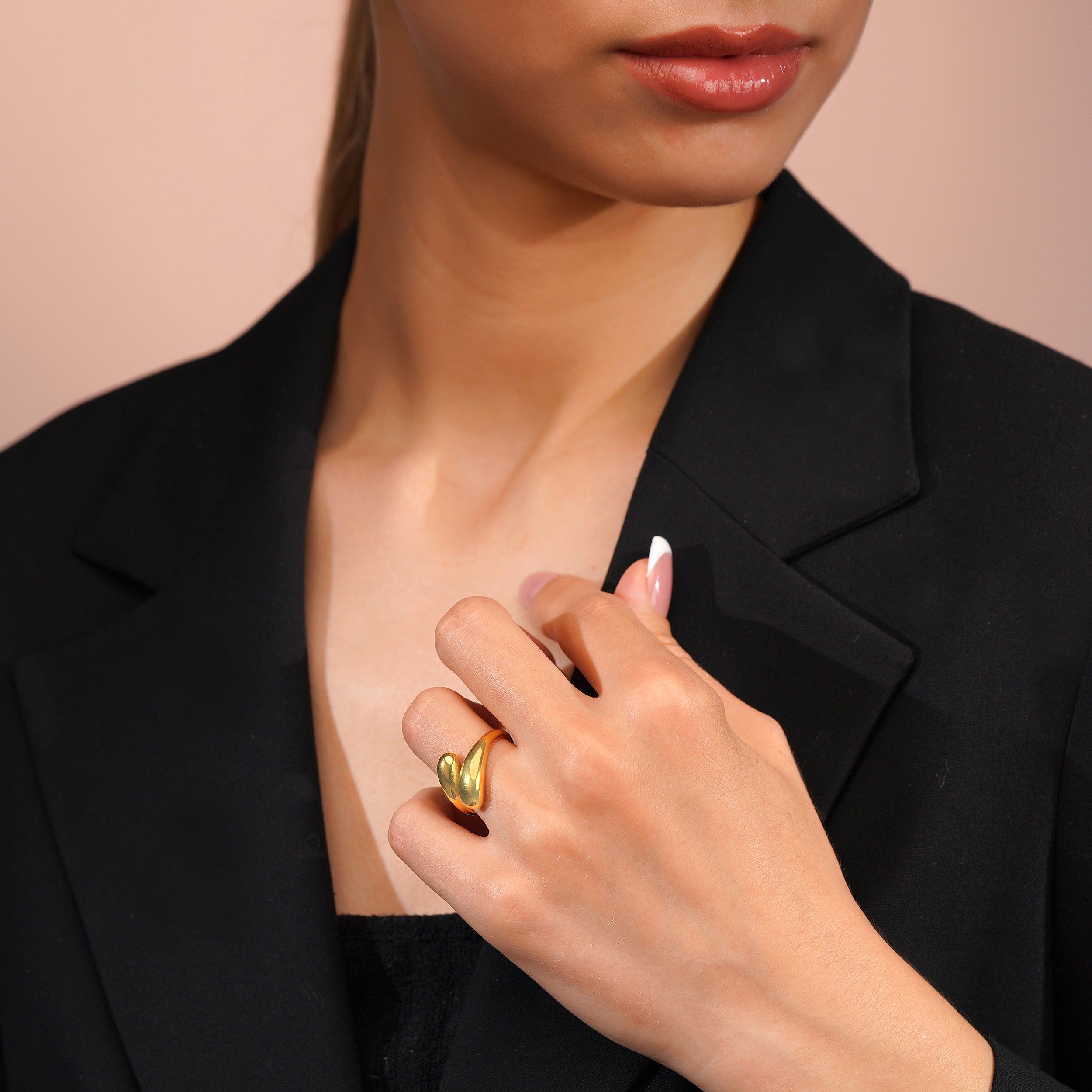 Aanura Fluid Curve Gold Statement Ring