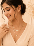 Aanura Golden Heart & Key Necklace & Earrings Set