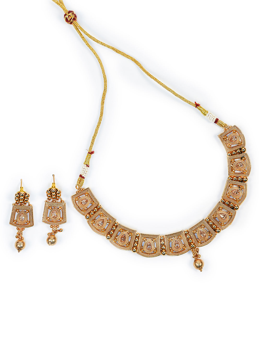 Aanura Gold Plated Heritage Panel Necklace Set