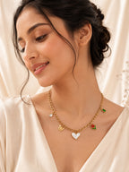 Statement Charm Link Necklace with 18K Gold Plating