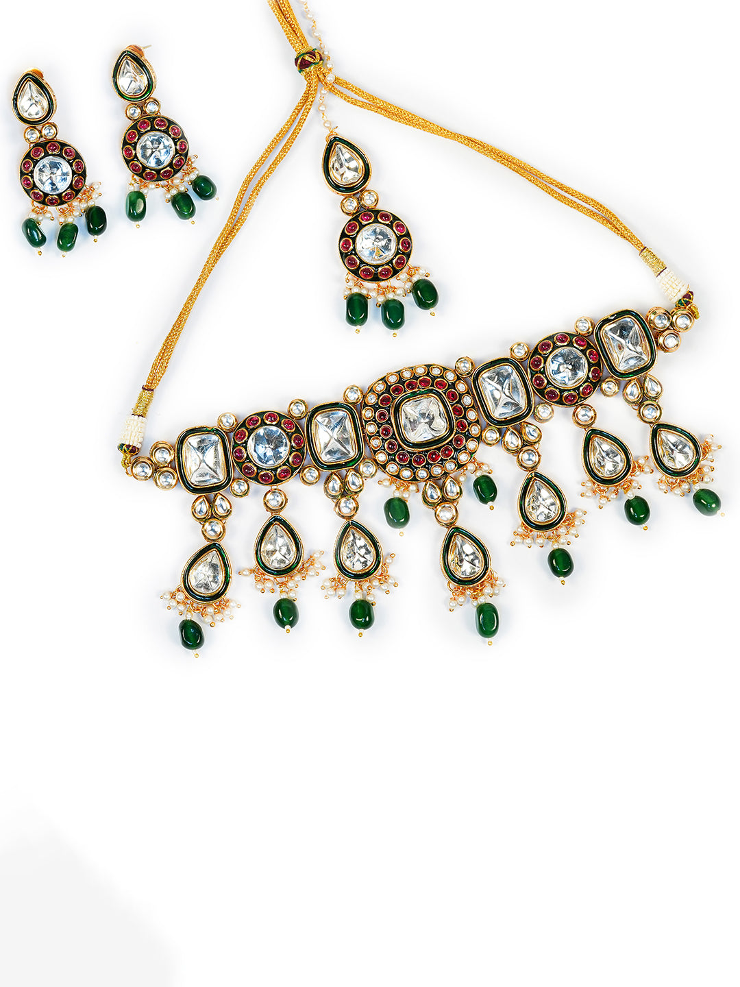 Aanura Gold Plated Traditional Necklace & Earring Set