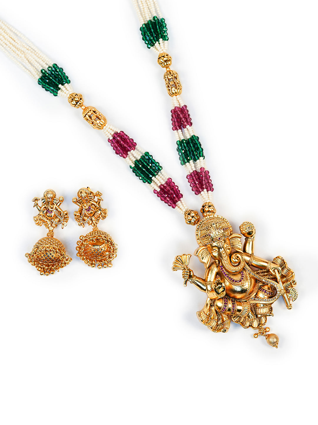 Aanura Gold Plated Sacred Motif Long Necklace Set