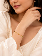 Stainless Steel 18K Gold Plated Multi-Stone Chain Charm Bracelet