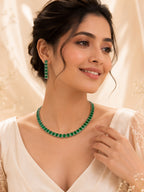 Aanura Green Emerald-Cut Necklace Set in Stainless Steel