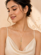 18K Gold Plated Rainbow Stone Drop Necklace