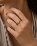 18K Gold Plated Nail Style Anti-Tarnish Waterproof Ring