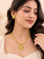 Butterfly Snake Chain Pendant & Stud Set in 18K Gold Plating