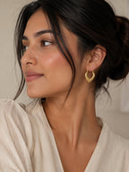 Aanura Gold Plated Textured Hoop Earrings