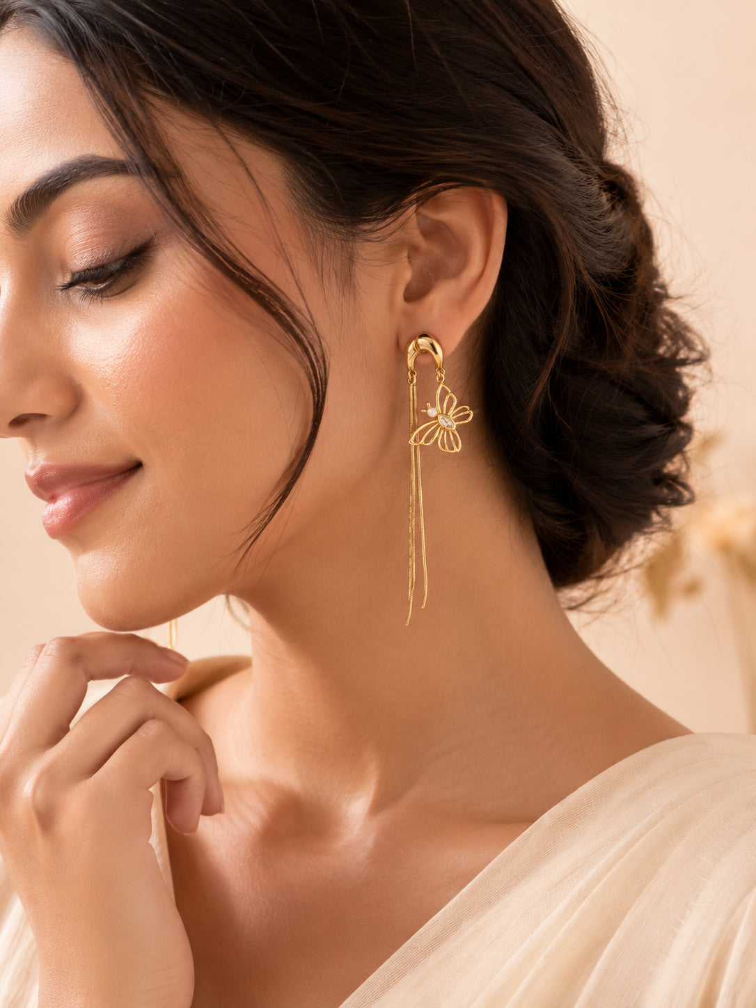 Aanura Butterfly Tassel Drop Earrings