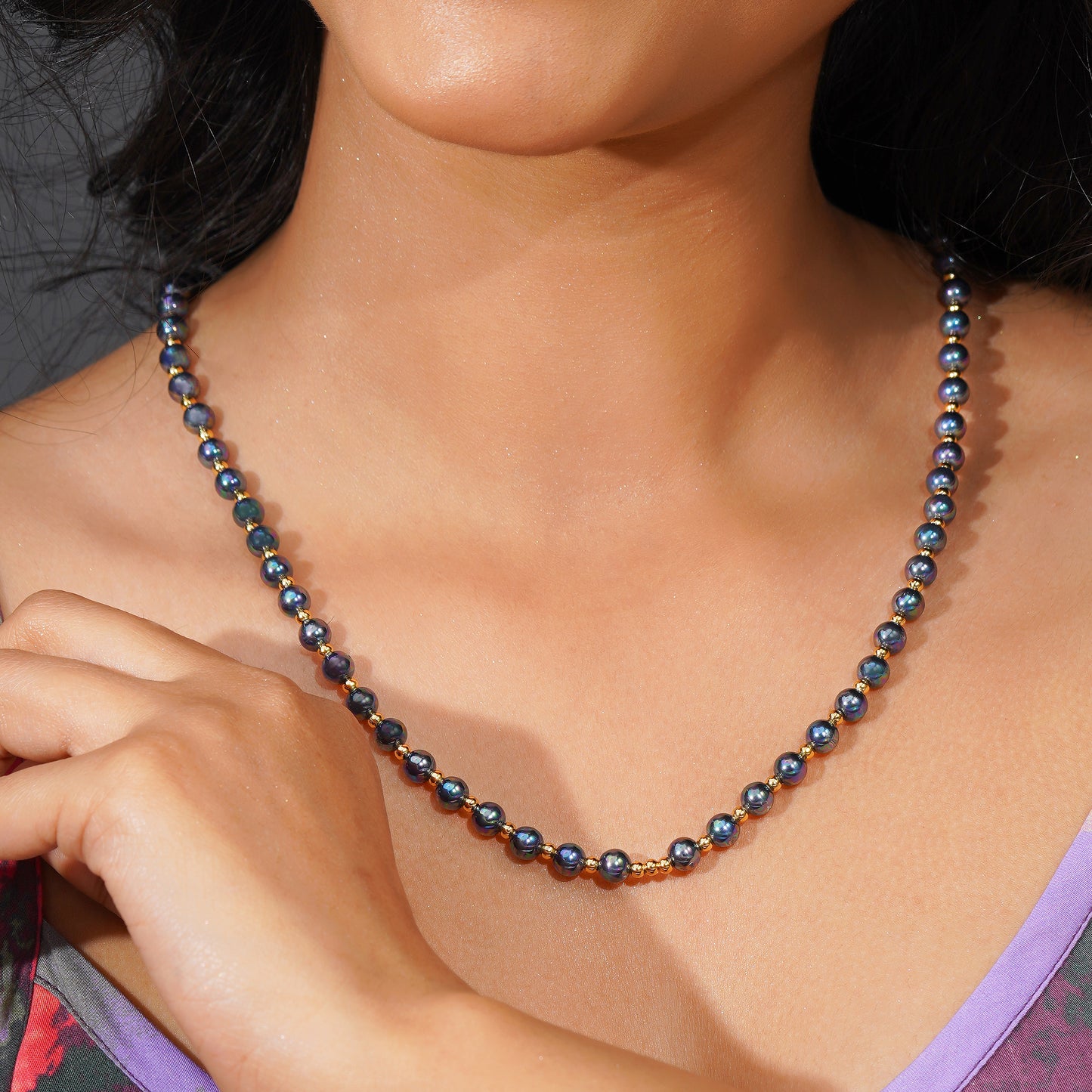 Aanura Gold Stainless Steel Beaded Necklace