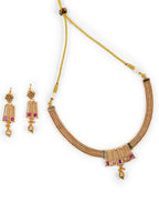 Aanura Gold Plated Layered Necklace & Earring Set