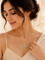 18K Gold Plated Blue Eye Crystal Drop Necklace